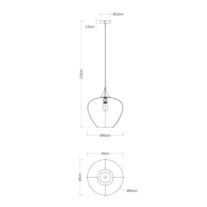 Globo - Lustr na lanku 1xE27/60W/230V pr. 40 cm černá