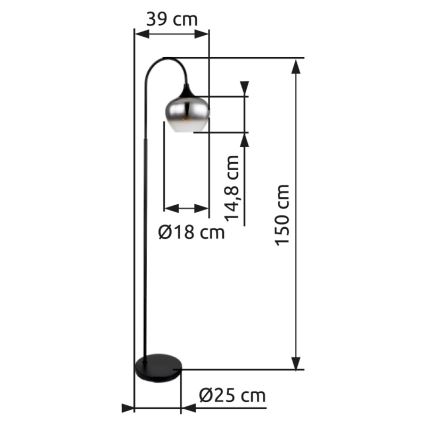 Globo - Stojací lampa 1xE27/40W/230V černá/kouřová