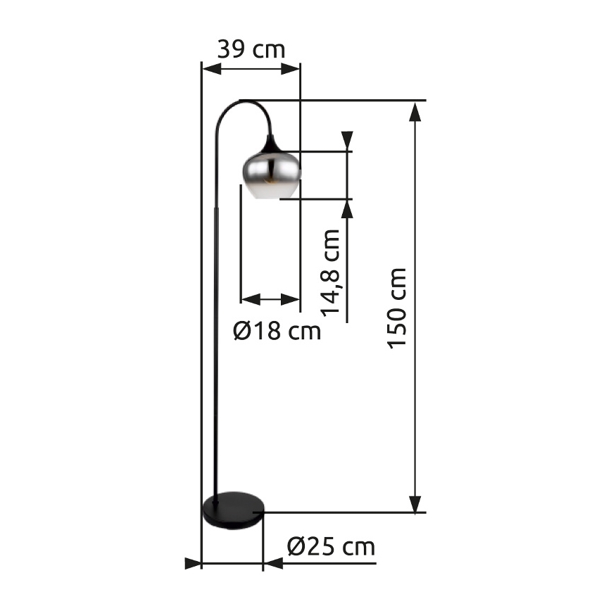 Globo - Stojací lampa 1xE27/40W/230V černá/kouřová