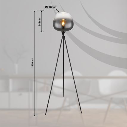 Globo - Stojací lampa 1xE27/60W/230V černá