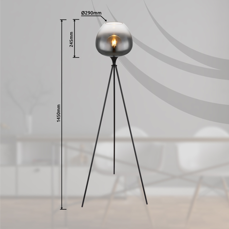 Globo - Stojací lampa 1xE27/60W/230V černá