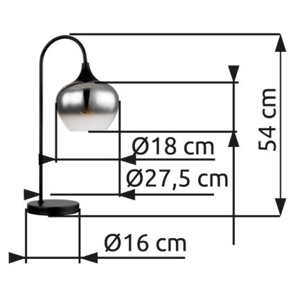 Globo - Stolní lampa 1xE27/40W/230V černá