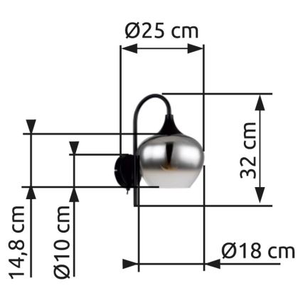 Globo - Nástěnná lampa 1xE27/40W/230V černá