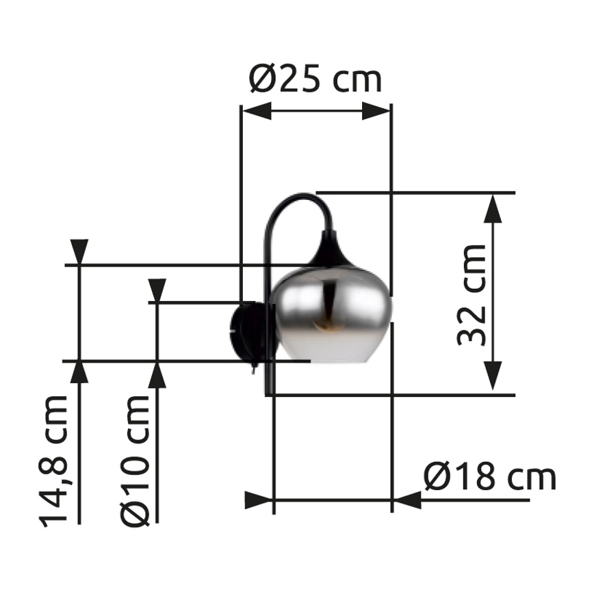 Globo - Nástěnná lampa 1xE27/40W/230V černá