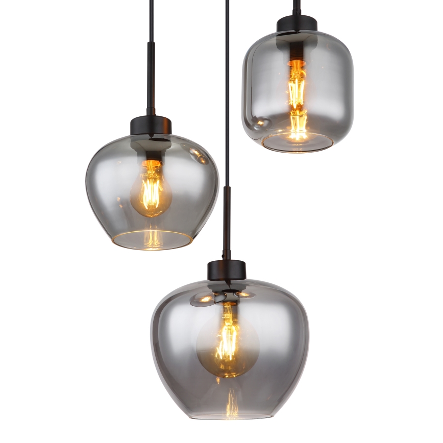 Globo - Lustr na lanku 3xE27/40W/230V černá