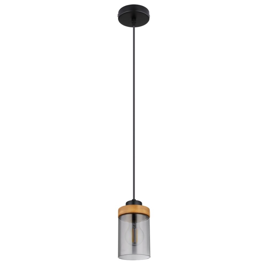 Globo - Lustr na lanku 1xE27/40W/230V kov/dřevo