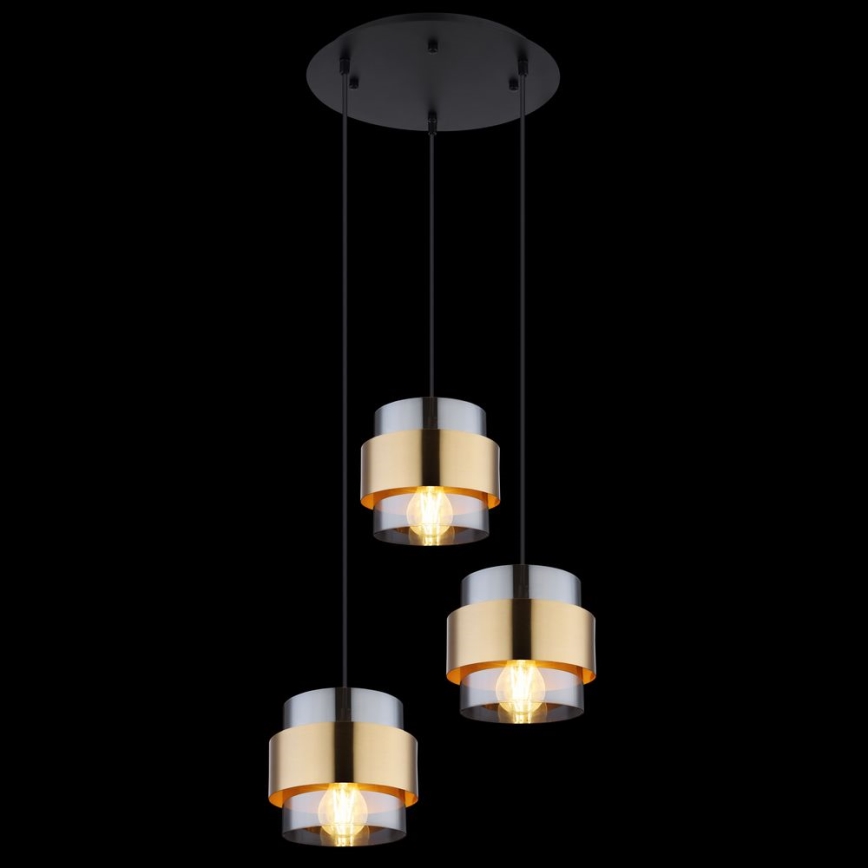 Globo - Lustr na lanku 3xE27/60W/230V černá/mosaz