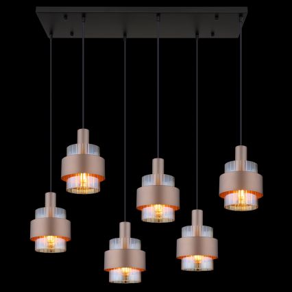 Globo - Lustr na lanku 6xE27/60W/230V hnědá