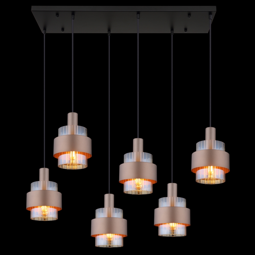 Globo - Lustr na lanku 6xE27/60W/230V hnědá