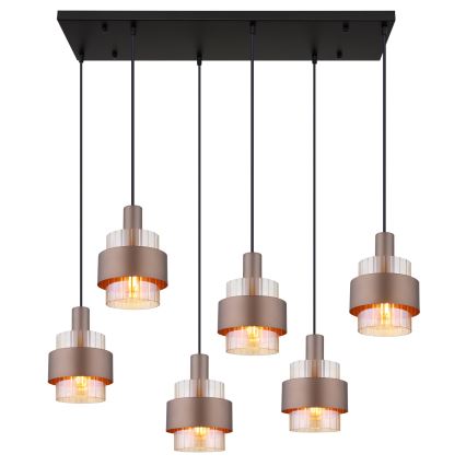 Globo - Lustr na lanku 6xE27/60W/230V hnědá