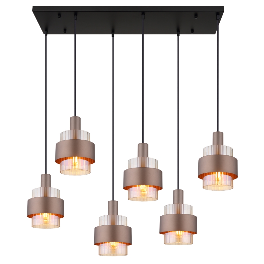Globo - Lustr na lanku 6xE27/60W/230V hnědá