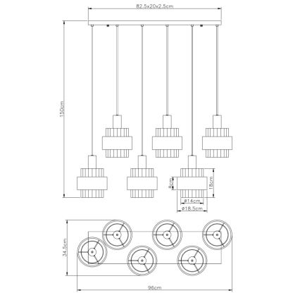 Globo - Lustr na lanku 6xE27/60W/230V hnědá