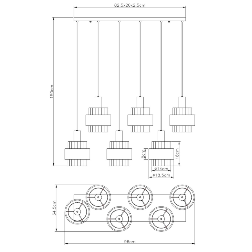 Globo - Lustr na lanku 6xE27/60W/230V hnědá