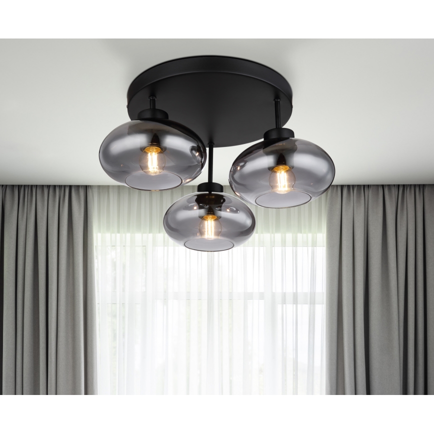 Globo - Přisazený lustr 3xE27ILLU/40W/230V černá