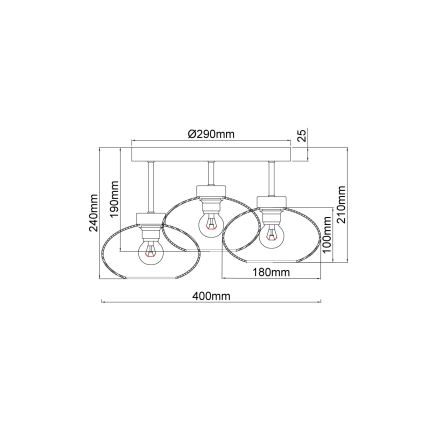 Globo - Přisazený lustr 3xE27ILLU/40W/230V černá