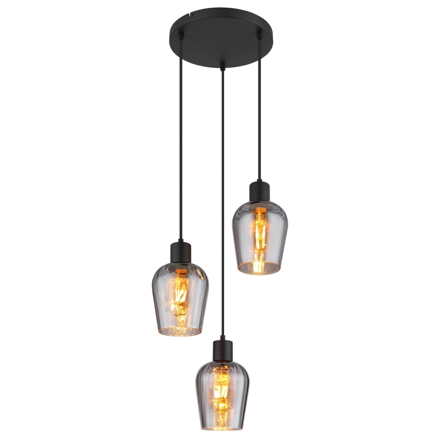 Globo - Lustr na lanku 3xE27/40W/230V pr. 28,5 cm černá