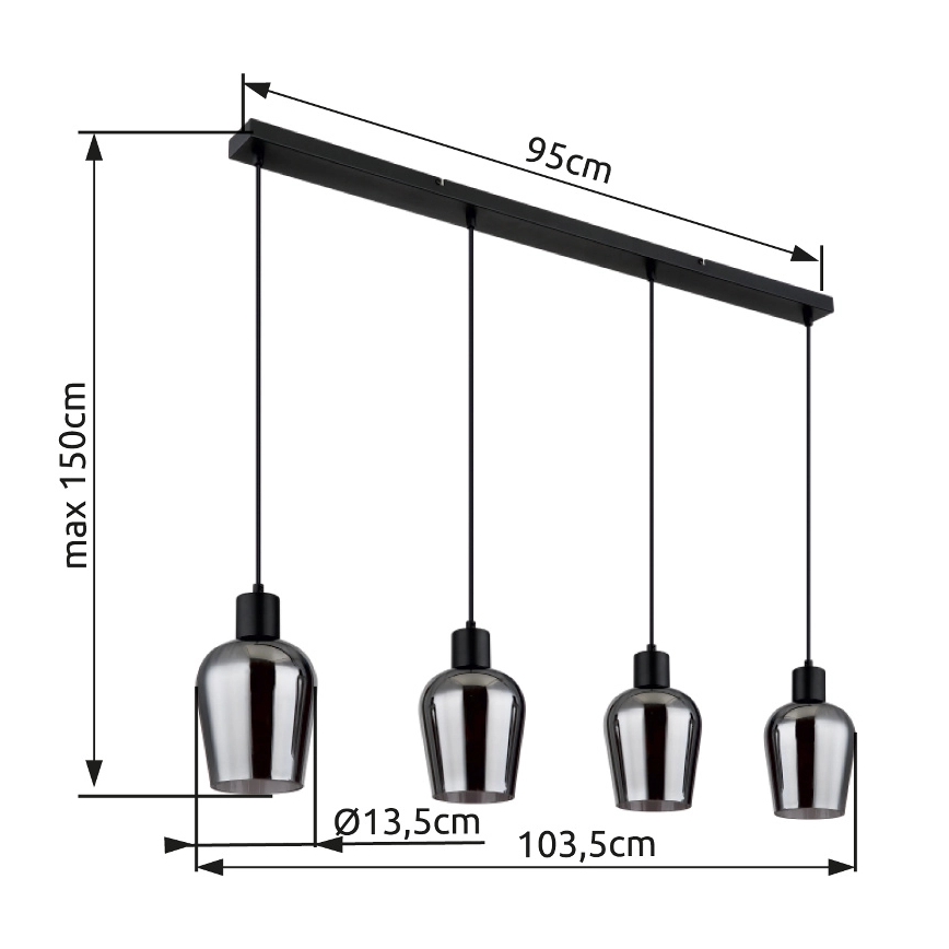 Globo - Lustr na lanku 4xE27/40W/230V černá