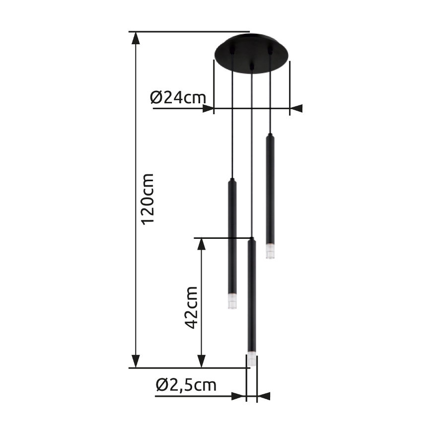 Globo - Lustr na lanku 3xG9/4W/230V pr. 24 cm černá