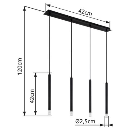Globo - Lustr na lanku 4xG9/4W/230V černá