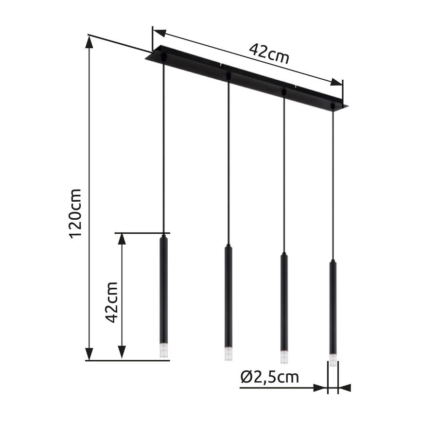 Globo - Lustr na lanku 4xG9/4W/230V černá
