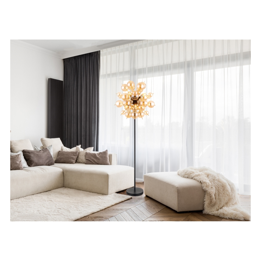 Globo - Stojací lampa 6xE14/25W/230V hnědá/kouřová