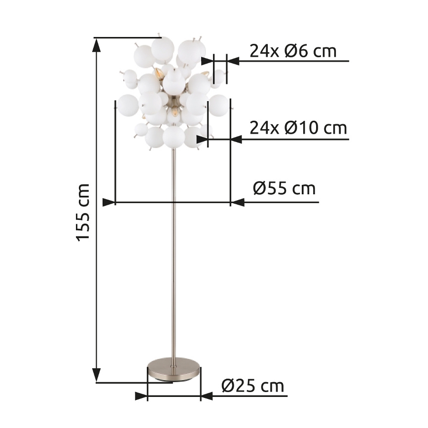 Globo - Stojací lampa 6xE14/25W/230V bílá