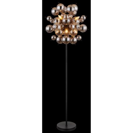 Globo - Stojací lampa 6xE14/25W/230V černá/kouřová