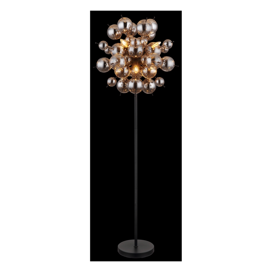 Globo - Stojací lampa 6xE14/25W/230V černá/kouřová