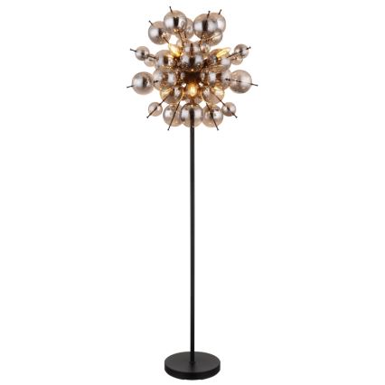 Globo - Stojací lampa 6xE14/25W/230V černá/kouřová