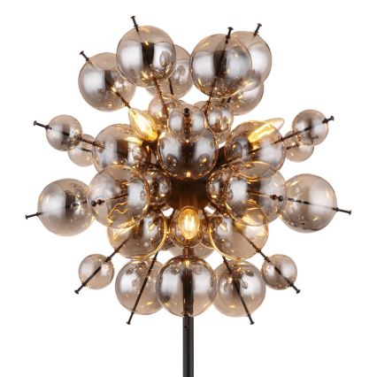 Globo - Stojací lampa 6xE14/25W/230V černá/kouřová
