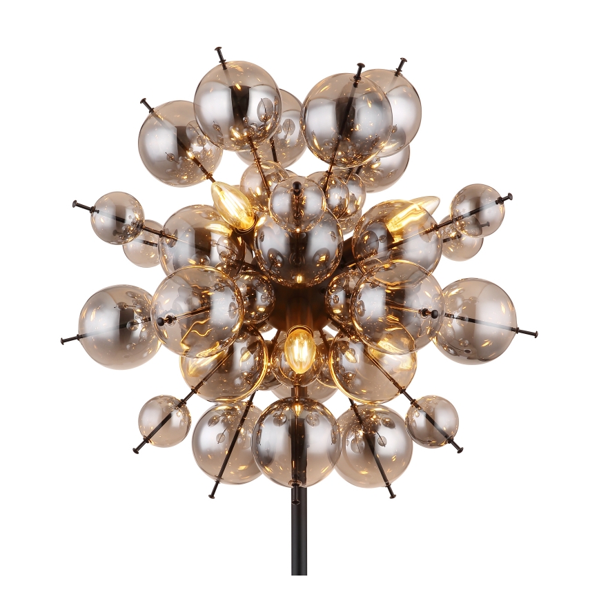 Globo - Stojací lampa 6xE14/25W/230V černá/kouřová