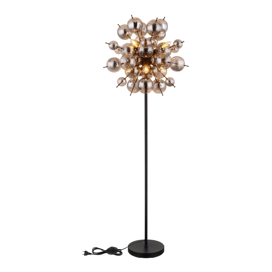 Globo - Stojací lampa 6xE14/25W/230V černá/kouřová