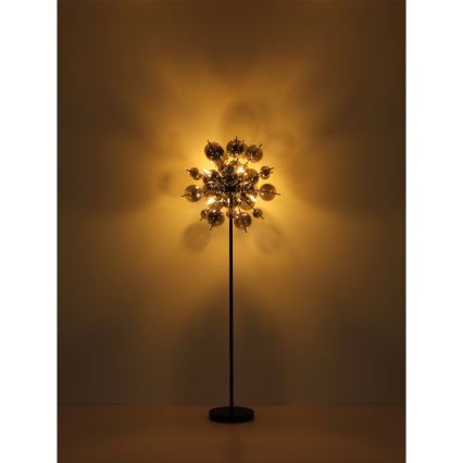 Globo - Stojací lampa 6xE14/25W/230V černá/kouřová