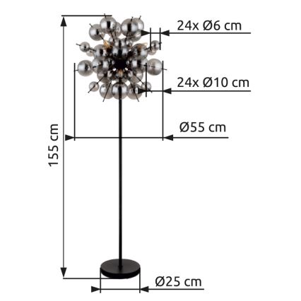 Globo - Stojací lampa 6xE14/25W/230V černá/kouřová