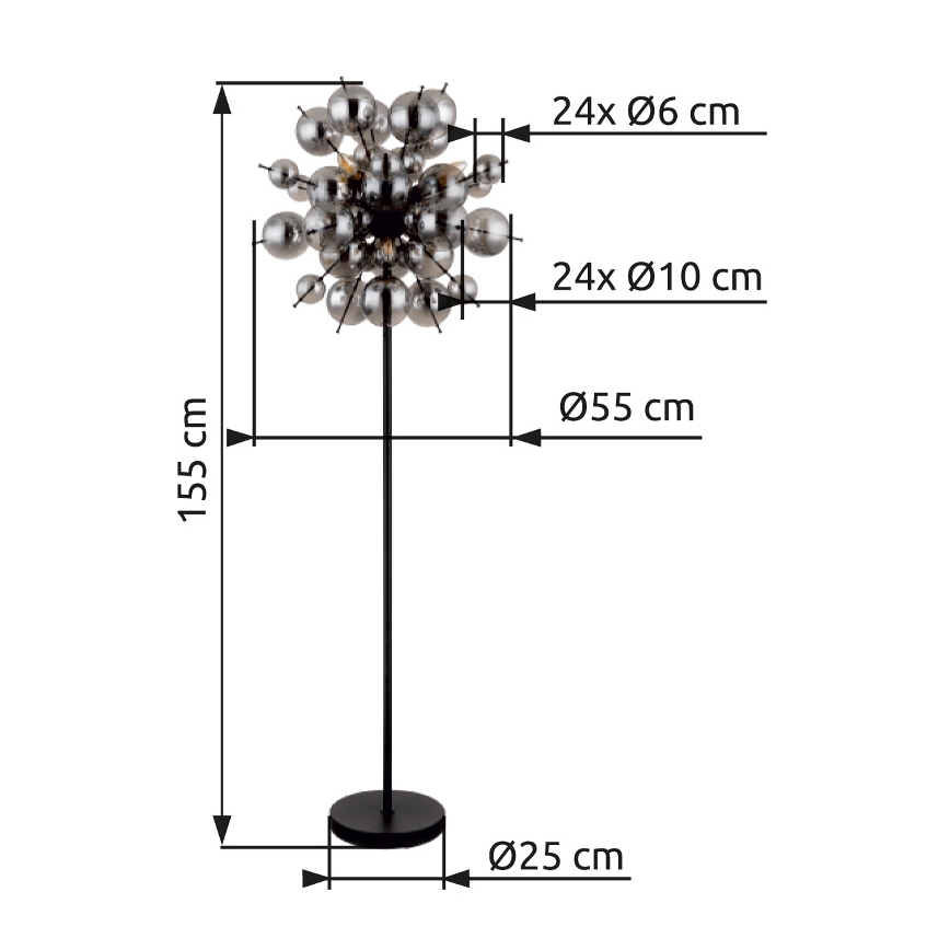 Globo - Stojací lampa 6xE14/25W/230V černá/kouřová