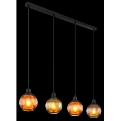 Globo - Lustr na lanku 4xE27/25W/230V měď/zelená/modrá