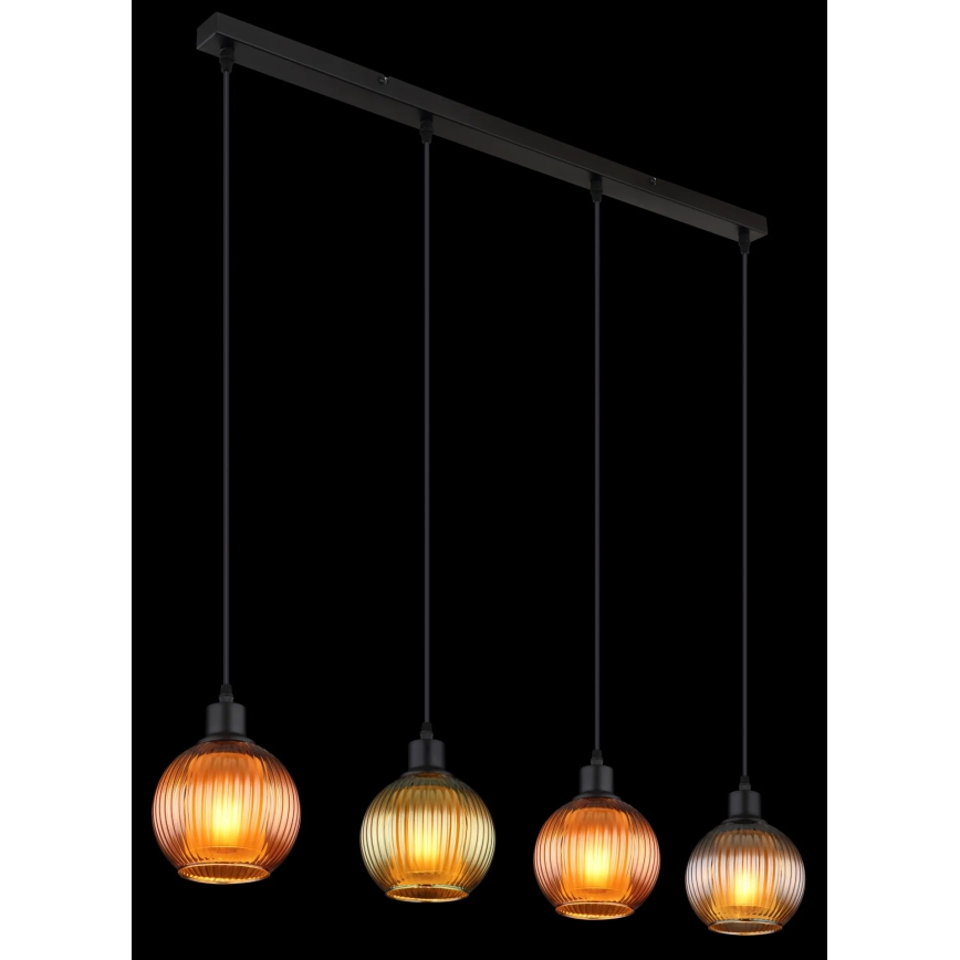 Globo - Lustr na lanku 4xE27/25W/230V měď/zelená/modrá