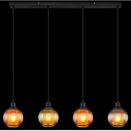 Globo - Lustr na lanku 4xE27/25W/230V měď/zelená/modrá