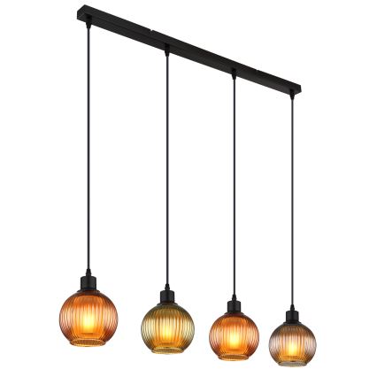 Globo - Lustr na lanku 4xE27/25W/230V měď/zelená/modrá