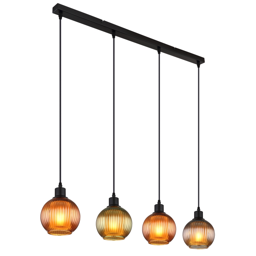 Globo - Lustr na lanku 4xE27/25W/230V měď/zelená/modrá