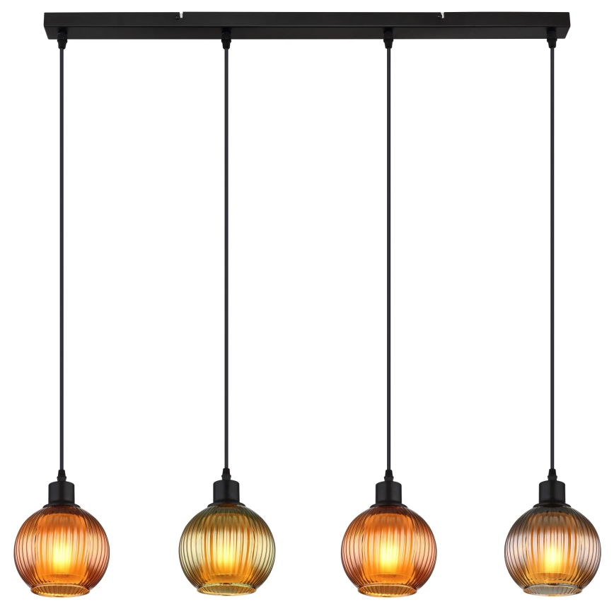 Globo - Lustr na lanku 4xE27/25W/230V měď/zelená/modrá