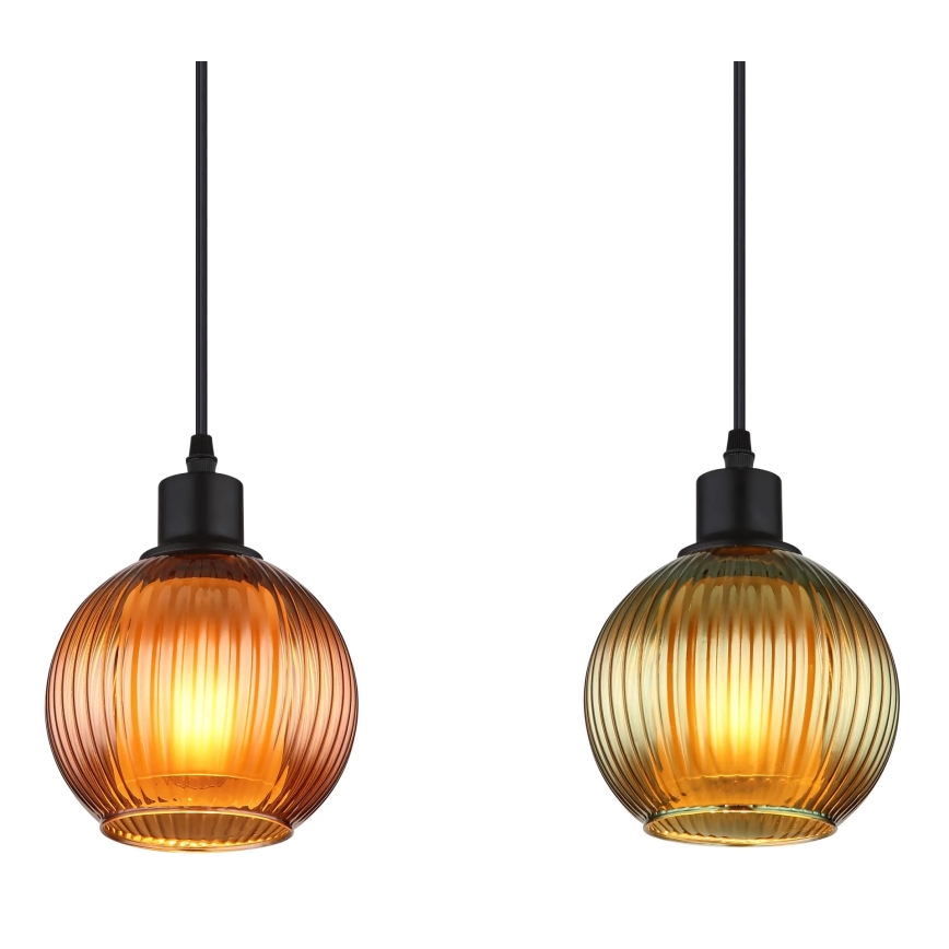 Globo - Lustr na lanku 4xE27/25W/230V měď/zelená/modrá