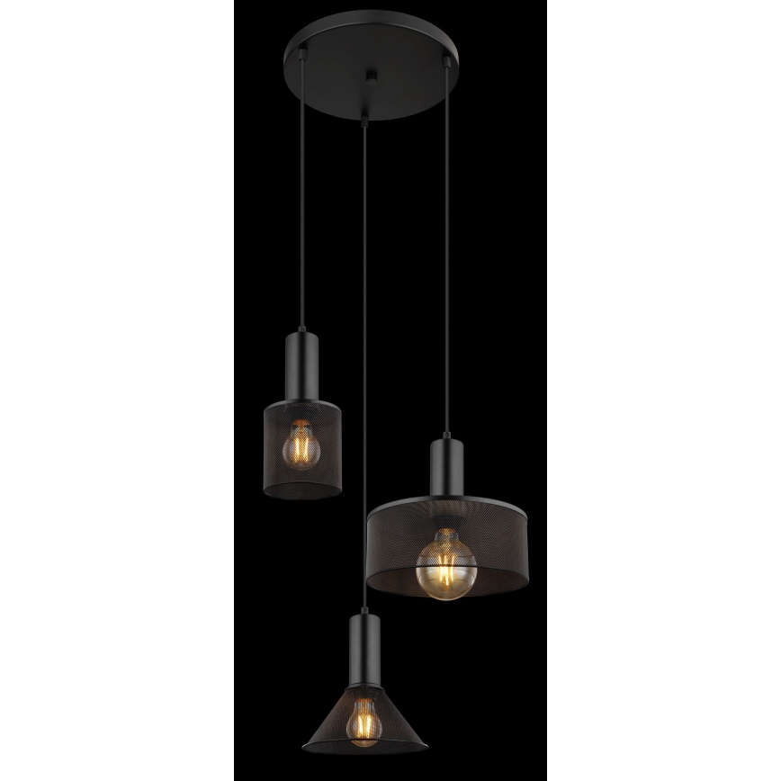 Globo - Lustr na lanku 3xE27/60W/230V černá