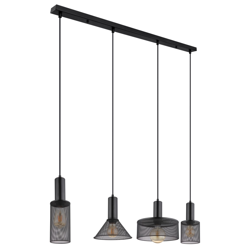 Globo - Lustr na lanku 4xE27/60W/230V černá