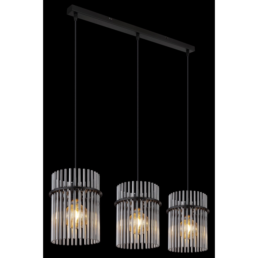 Globo - Lustr na lanku 3xE27/60W/230V černá