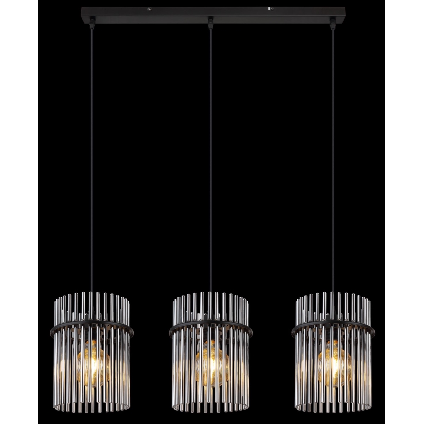 Globo - Lustr na lanku 3xE27/60W/230V černá