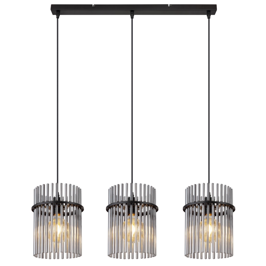 Globo - Lustr na lanku 3xE27/60W/230V černá