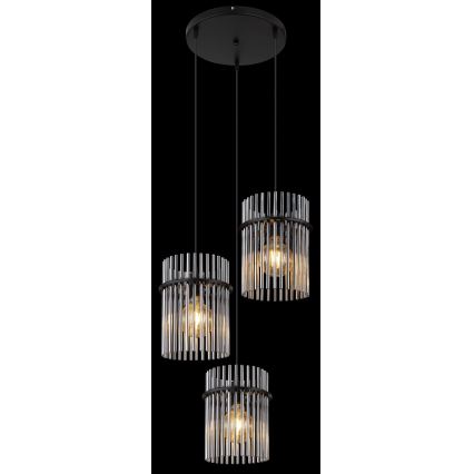 Globo - Lustr na lanku 3xE27/60W/230V pr. 47 cm černá