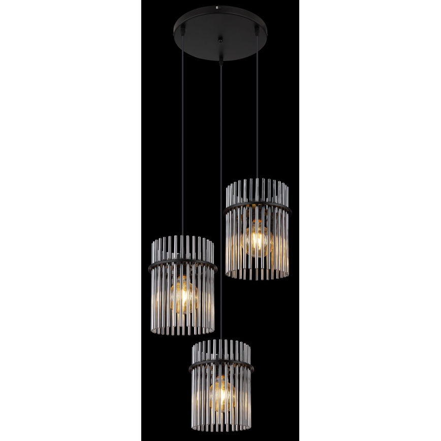 Globo - Lustr na lanku 3xE27/60W/230V pr. 47 cm černá
