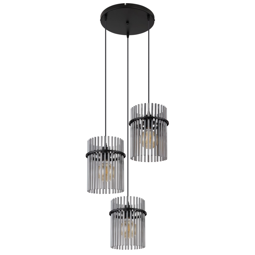 Globo - Lustr na lanku 3xE27/60W/230V pr. 47 cm černá